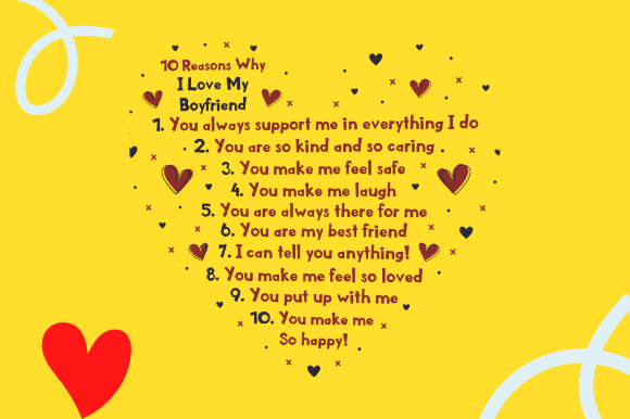 10 Reasons Why I Love You Gift Graphics for Crafts