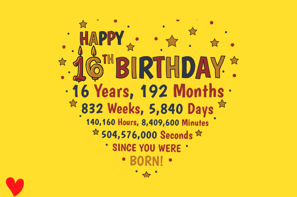 16TH BIRTHDAY SIXTEENTH Graphics for Crafts and Content Publishing