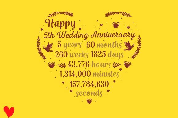 5TH WEDDING ANNIVERSARY GIFT for HER Graphic Design