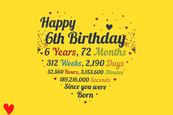 6TH SIX BIRTHDAY Graphics for Crafts and Print On Demand