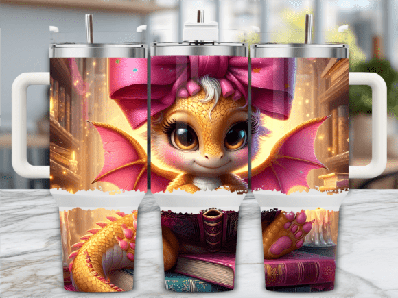 Baby Girl Dragon with Bow 40oz Tumbler Graphics