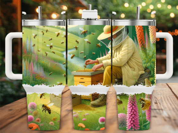 Beekeeper Bee Wildflowers 40oz Tumbler Graphics