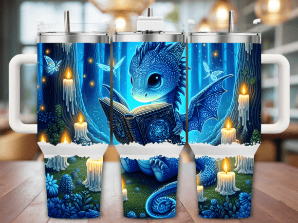 Blue Dragon Reading Forest Tumbler Wrap Graphics