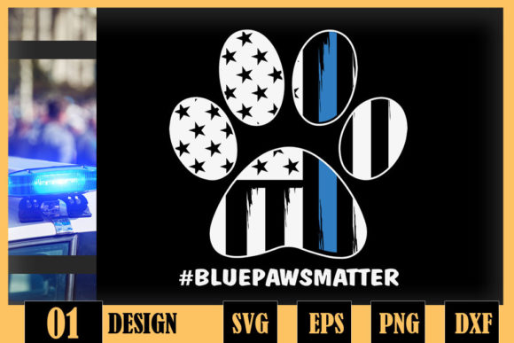 Canine Police Dog Blue Paws Matter Graphics for Crafts