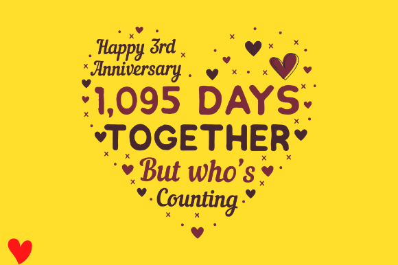 CELEBRATE 3RD WEDDING ANNIVERSARY Graphic Design for Crafts