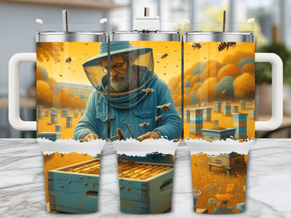 Fall Apiary Beekeeper 40oz Tumbler Wrap Graphics