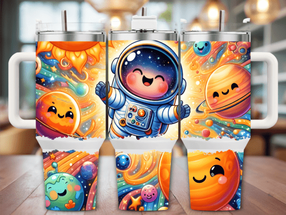 Solar System Astronaut Tumbler Wrap Graphics