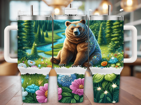 Sparkling Bear Forest Tumbler Wrap Graphics