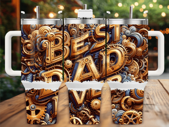 Steampunk Best Dad Ever 40oz Tumbler Graphics for Tumbler Wraps
