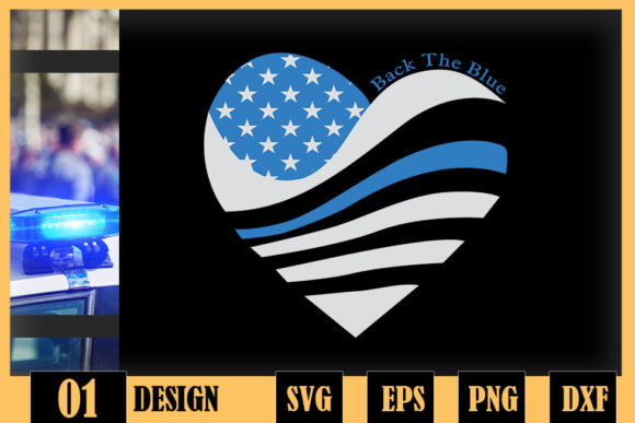 Thin Line Police Heart Back the Blue Graphics for Crafts